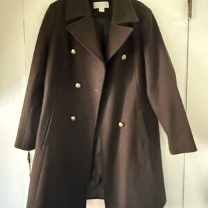 Michael Kors Double-Breasted Dark Green Pea Coat